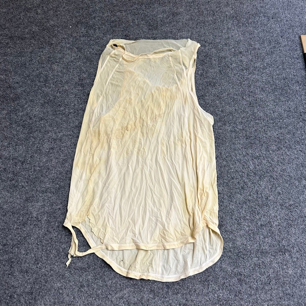 Lululemon Tank Top Womens Size 4 Yellow Mesh Back Relaxed Fit Stained Ripped
